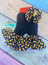 Load image into Gallery viewer, 3-6 Months candy corn Bella bell bottoms and matching Aylissa bow
