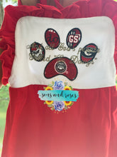 Load image into Gallery viewer, “And all God’s people yelled Go Dawgs”  baby sunsuit
